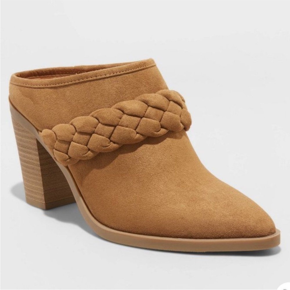 NWT Cognac/Brown Avis Slip On Healed Clogs/Booties
